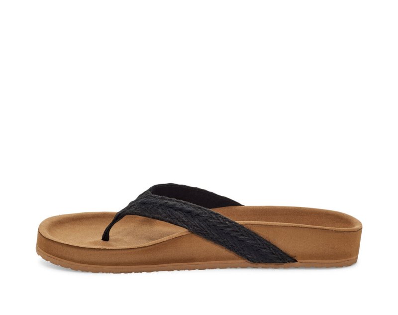 Sanuk She Loungy Hemp Women's Sandals Black | Canada 139RVD